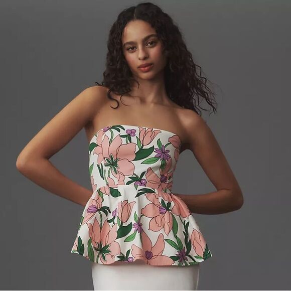 Banjanan Della Strapless Peplum Top NWT - Picture 1 of 13